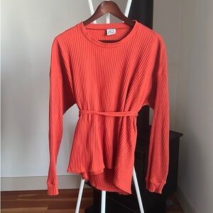 Baserange: Orange Ribbed Top